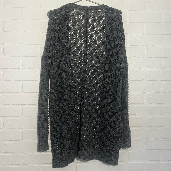 American Eagle Outfitters Sweaters - AEO Womens Cardigan Dark Grey Oversized Open Front 100% Cotton Knit XS